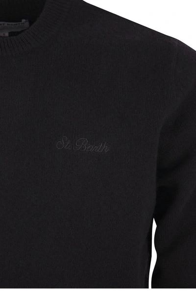 Shop Mc2 Saint Barth Crew-neck Jumper In Wool In Night Blue