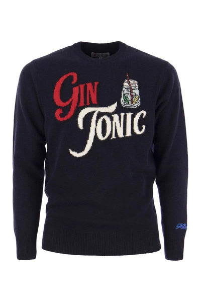 Shop Mc2 Saint Barth Gin Tonic Wool And Cashmere Blend Jumper In Blue