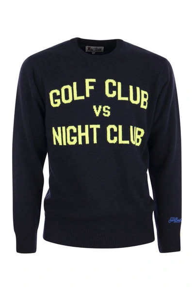 Shop Mc2 Saint Barth Golf Vs Night Club Jumper In Wool And Cashmere Blend In Blue
