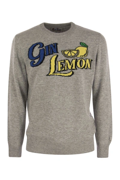 Shop Mc2 Saint Barth Gyn Lemon Wool And Cashmere Blend Jumper In Grey