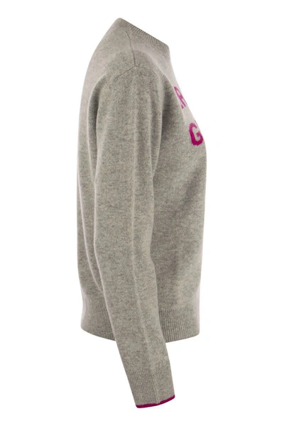 Shop Mc2 Saint Barth Wool And Cashmere Blend Jumper With La Vedo Grigia Embroidery In Grey