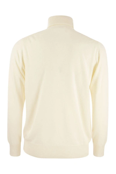Shop Mc2 Saint Barth Wool And Cashmere Blend Turtleneck Sweater Settimana In Bianco In White