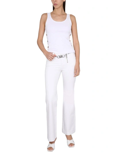 Shop Michael Michael Kors Pants With Logo Belt In White