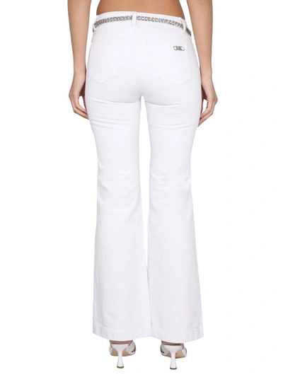 Shop Michael Michael Kors Pants With Logo Belt In White