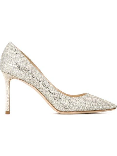 Shop Jimmy Choo Romy 85 Stiletto Pumps In Metallic