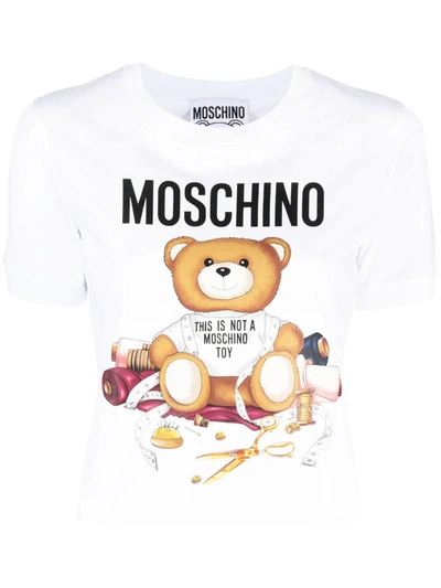 Shop Moschino Teddy Bear Motif T-shirt In White