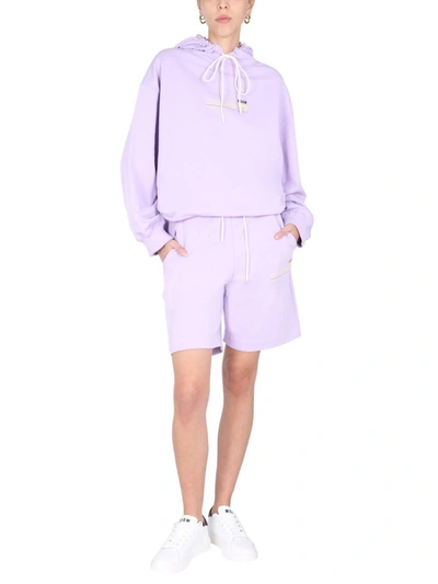 Shop Msgm "fantastic Green" Bermuda In Lilac