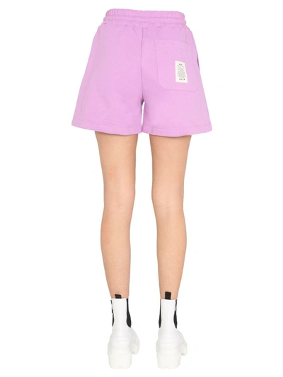 Shop Msgm Cotton Shorts In Lilac