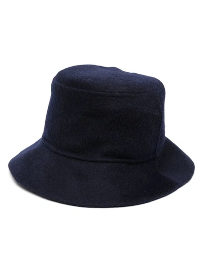 Shop P.a.r.o.s.h . Flat-crown Wool Bucket Hat In Blu
