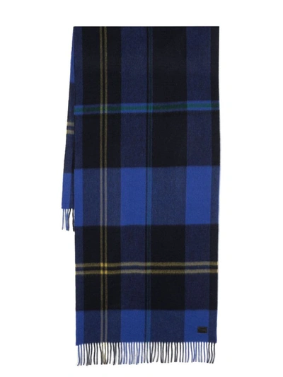 Shop Paul Smith Checked Scarf In Blue