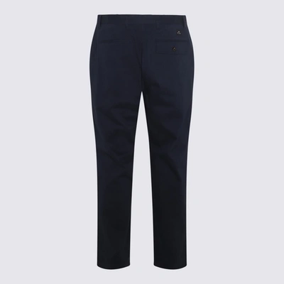 Shop Paul Smith Navy Cotton Stretch Pants In Blue