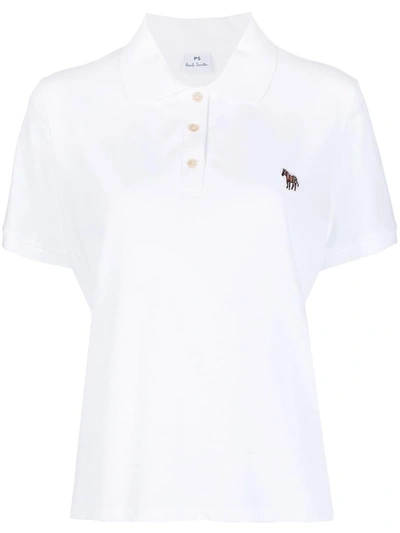 Shop Paul Smith Zebra-patch Cotton Polo Shirt In White