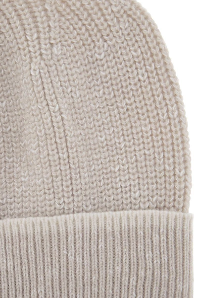 Shop Peserico Wool And Cashmere Cap In Beige