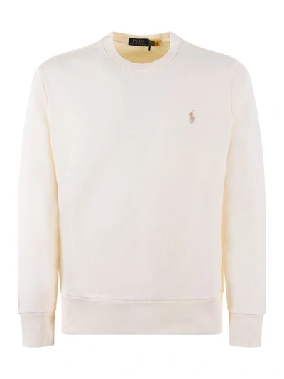 Shop Polo Ralph Lauren Sweatshirt In Ivory