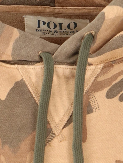Polo Ralph Lauren Printed Hoodie In Brown