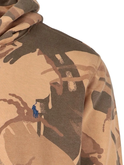 Polo Ralph Lauren Printed Hoodie In Brown