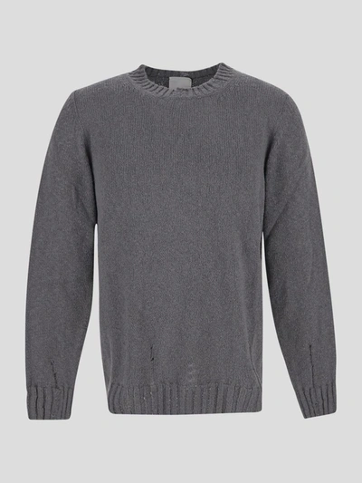 Shop Pt Torino Ripped Knit Sweater In Grigioscuro