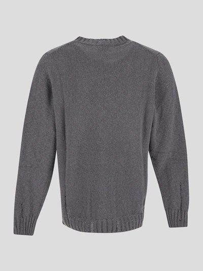 Shop Pt Torino Ripped Knit Sweater In Grigioscuro