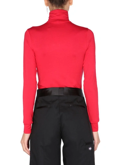 Raf Simons Roll-neck Jersey Top In Red