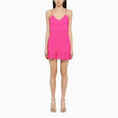 Shop Rotate Birger Christensen Fuchsia Lace Mini Dress In Pink