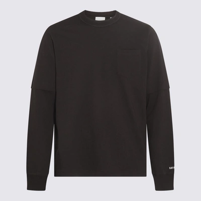 Shop Sacai Black Cotton Sweatshirt
