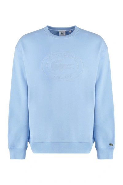 Shop Sporty And Rich Sporty & Rich Lacoste X Sporty & Rich - Cotton Sweatshirt In Blue