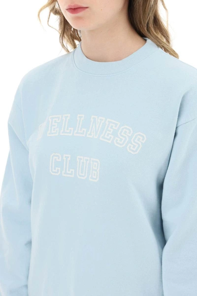 Shop Sporty And Rich Sporty Rich Crew-neck Sweatshirt With Lettering Print In Blue