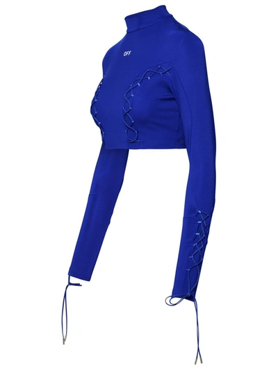 Shop Off-white Top Dolcevita Laceup In Blue