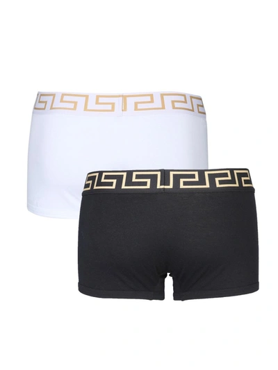 Shop Versace Pack Of Two Boxer Shorts With Greek In Black