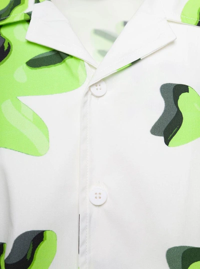 Shop Bonsai White Bowling Shirt With All-over Graphic Print In Cotton Man