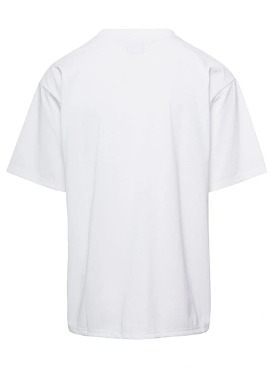 Shop Needles White Crewneck T-shirt With Logo Patch And Chest Pocket In Jersey Man