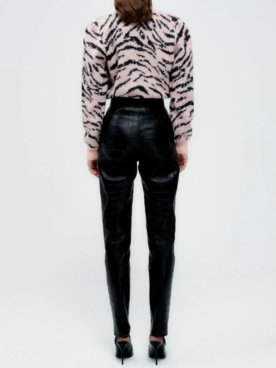 Alessandra Rich Zebra Pattern Knitted Cardigan In Pink