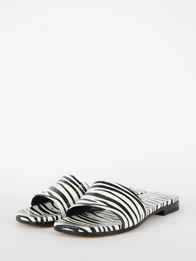 Paris Texas Zebra-print Flat Sandals In White