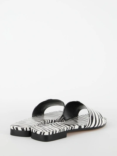Paris Texas Zebra-print Flat Sandals In White