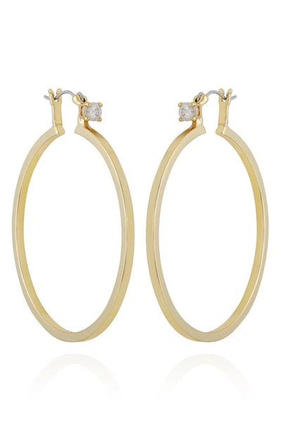 Shop Vince Camuto Crystal Oval Hoop Earrings In Goldtone