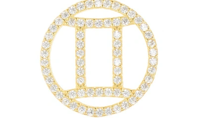 Shop Argento Vivo Sterling Silver Cubic Zirconia Zodiac Pendant Necklace In Gemini Gold
