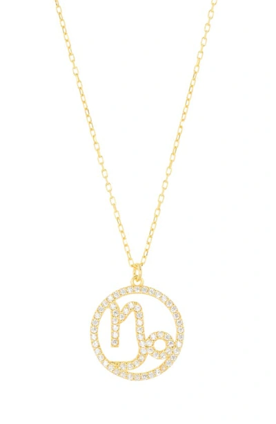 Shop Argento Vivo Sterling Silver Cubic Zirconia Zodiac Pendant Necklace In Capricorn Gold
