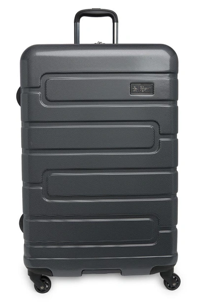 Shop Original Penguin Crimson Check-in Spinner Luggage In Charcoal