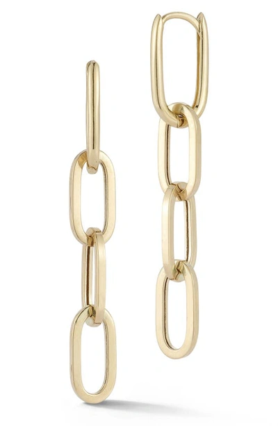 Ember Fine Jewelry 14k Yellow Gold Chain Drop Huggie Hoop Earrings In Gold