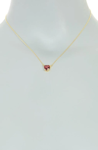 Shop Argento Vivo Sterling Silver Pink Cz Heart Necklace In Gold/green Garnet