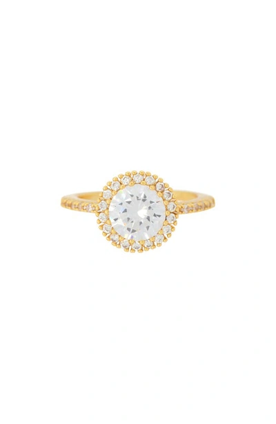 Shop Covet Round Halo Cz Engagement Ring In Gold