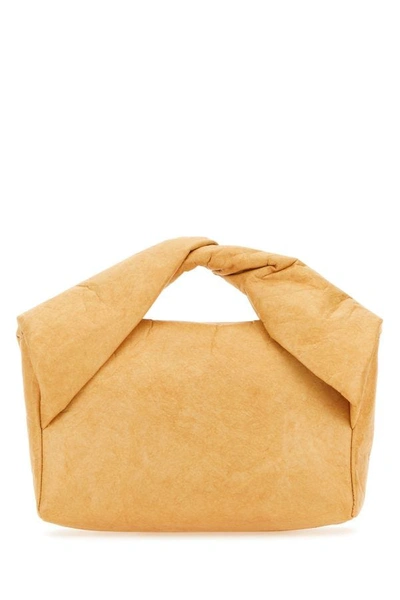 Shop Jw Anderson Woman Beige Fabric Midi Twister Handbag In Brown