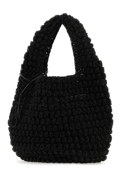Shop Jw Anderson Woman Black Knit Large Popcorn Shopping Bag