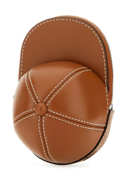Shop Jw Anderson Woman Caramel Leather Mini Cap Crossbody Bag In Brown