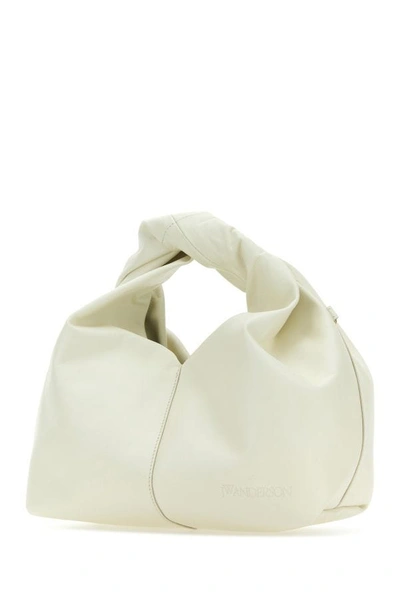 Shop Jw Anderson Woman Ivory Leather Mini Twister Hobo Handbag In White