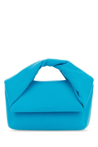 Shop Jw Anderson Woman Turquoise Nappa Leather Midi Twister Handbag In Blue