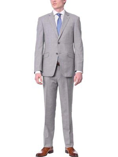 Pre-owned Label M Mens Slim Fit Light Gray Two Button 100% Wool Suit In ["gray"]