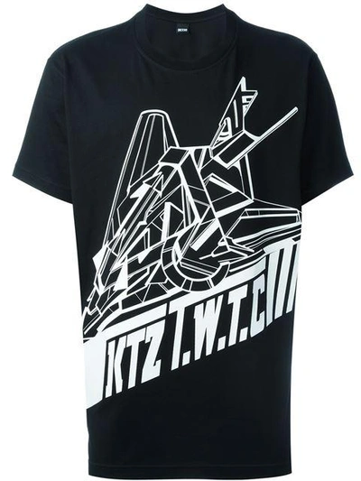 Shop Ktz Aeroplane Print T In Black