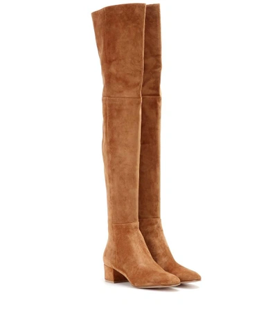 Shop Gianvito Rossi Suede Over-the-knee Boots