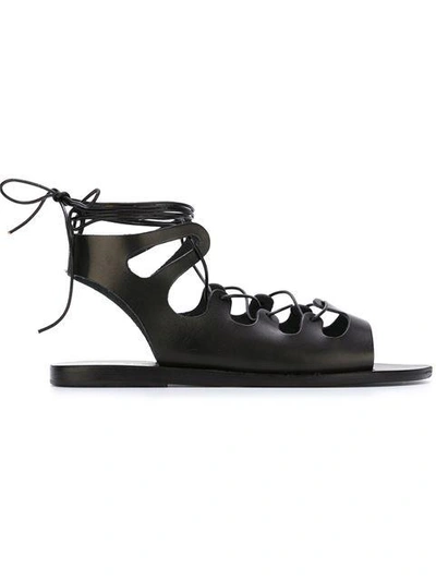 Shop Ancient Greek Sandals Gladiator Laced Sandals In Black